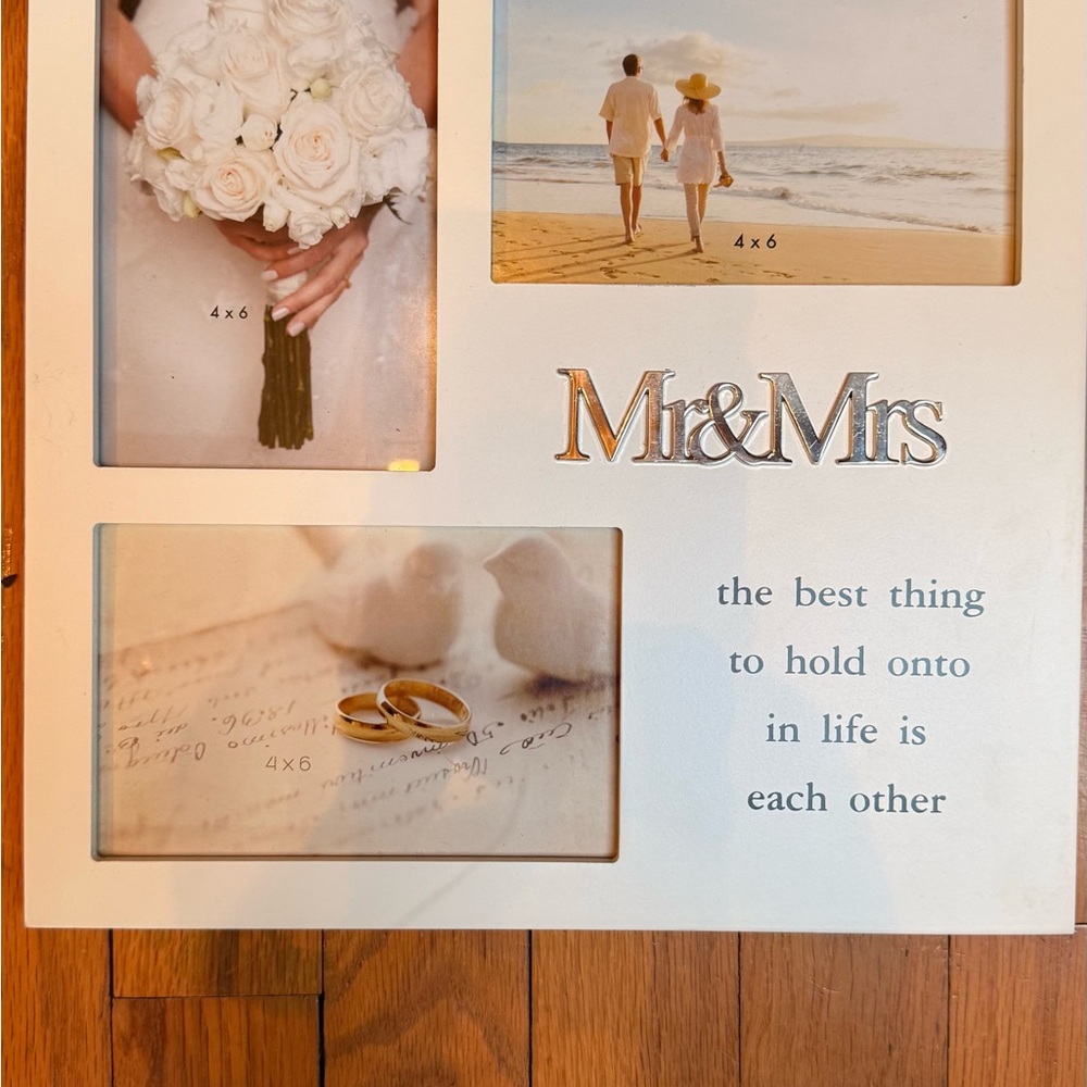 Elegant Silver and White Picture Frame Accents
